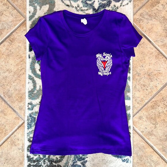 My Son's Wings Cover My Heart Ladies Cut T-Shirt - Picture 4 of 5